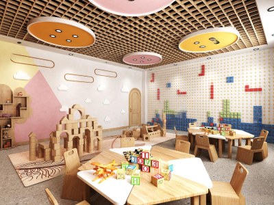 现代幼儿园美术室3D模型下载